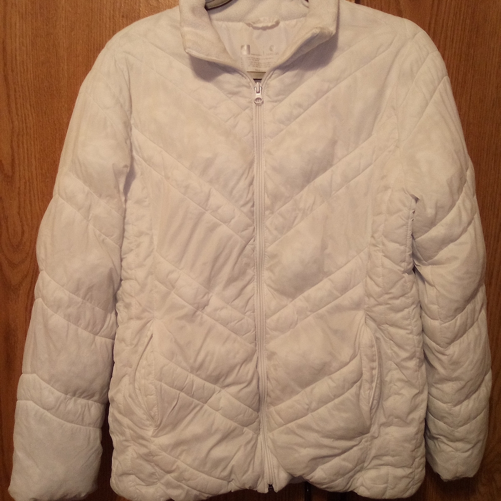 Women's White Puffer Jacket Size Medium By Xersion - Picture 1 of 7